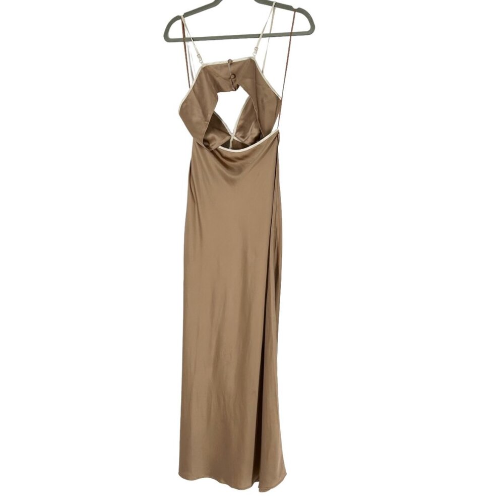 NWOT Reformation Poppies 100% Silk Cutout Maxi Dress in Croissant - Picture 3 of 9